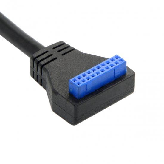 Xiwai USB 3.0 Single Port A Female Screw Mount Type to Down Angled Motherboard 20pin Header Cable 90 Degree