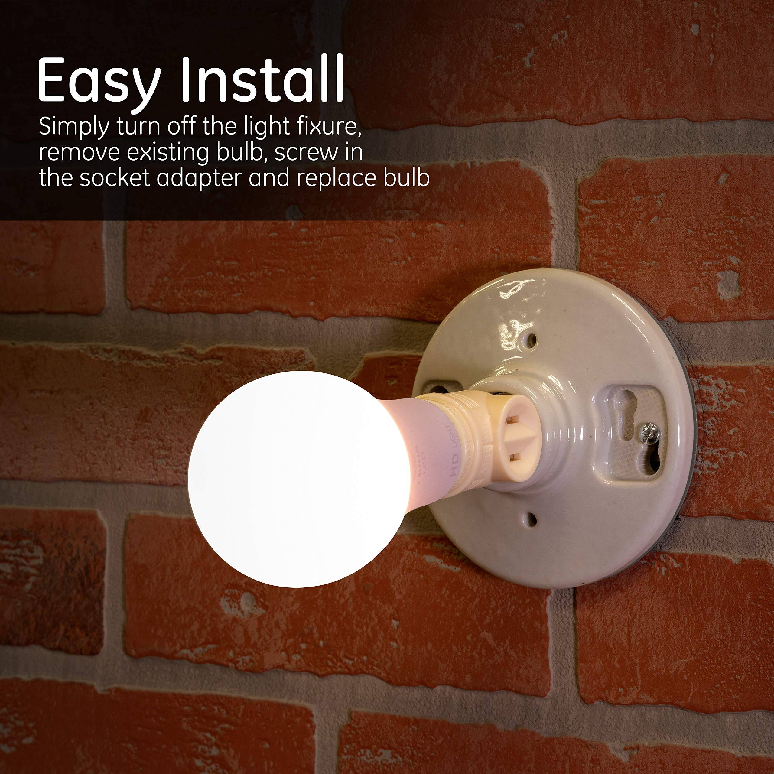 GE Adapter, L, Add Bulb, 2 Prong Polarized Outlets, Medium Base Socket, Use in Workshop, Garage or Utility Room, UL Listed, Light Almond, 54178