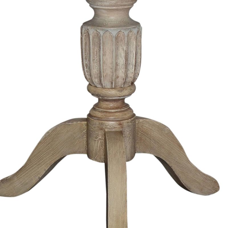 Round Mango Wood Storage Drawer Table with Pedestal Base and Molded Top Gray - The Urban Port