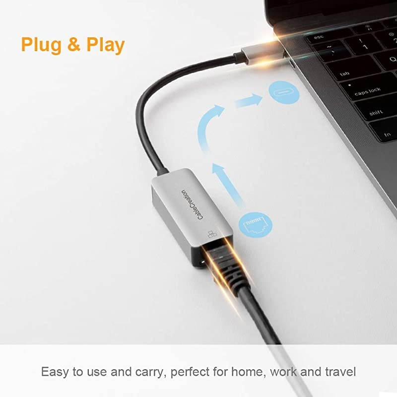 USB C to Ethernet Adapter,  Aluminum USB-C to RJ45 LAN Network Converter[Thunderbolt 3 Compatible], 10/100/1000 Mbps, for MacBook Pro 2019, iPad Pro, XPS, Chromebook, Galaxy S20/S10
