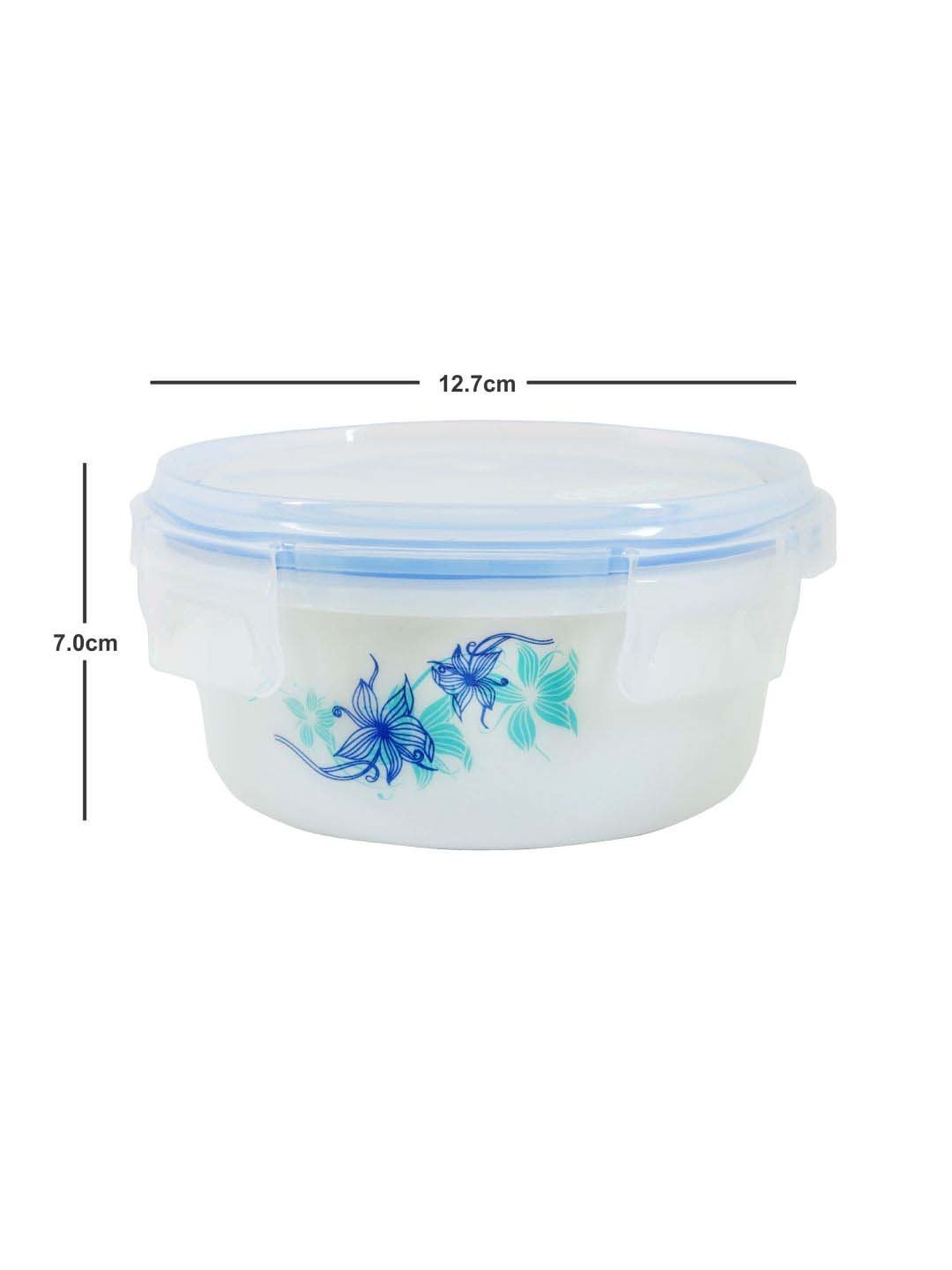 Cello White & Blue Opalware Storage Container (0.4 L) - Set of 4