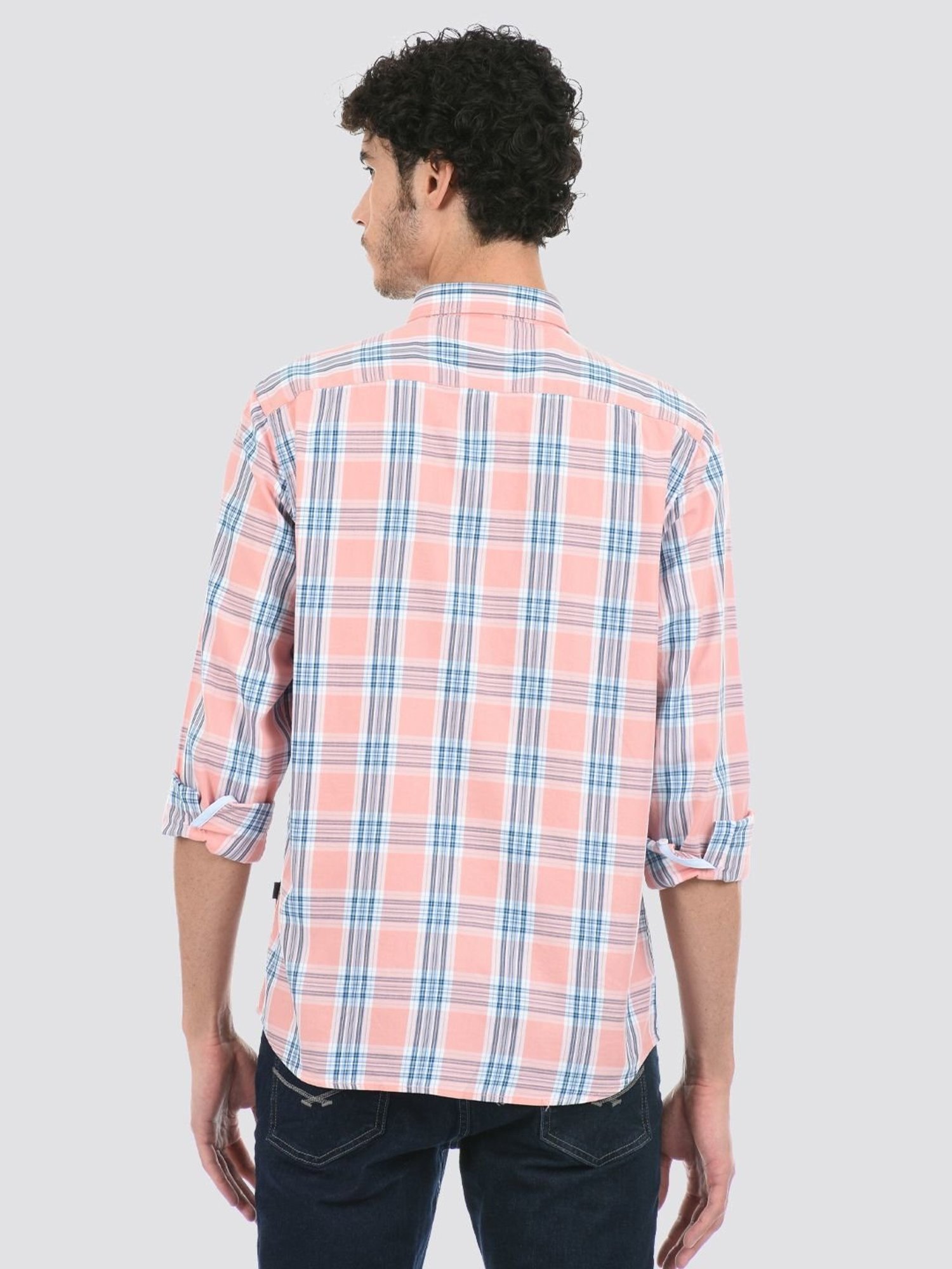 London Fog Pink Regular Fit Checks Shirt