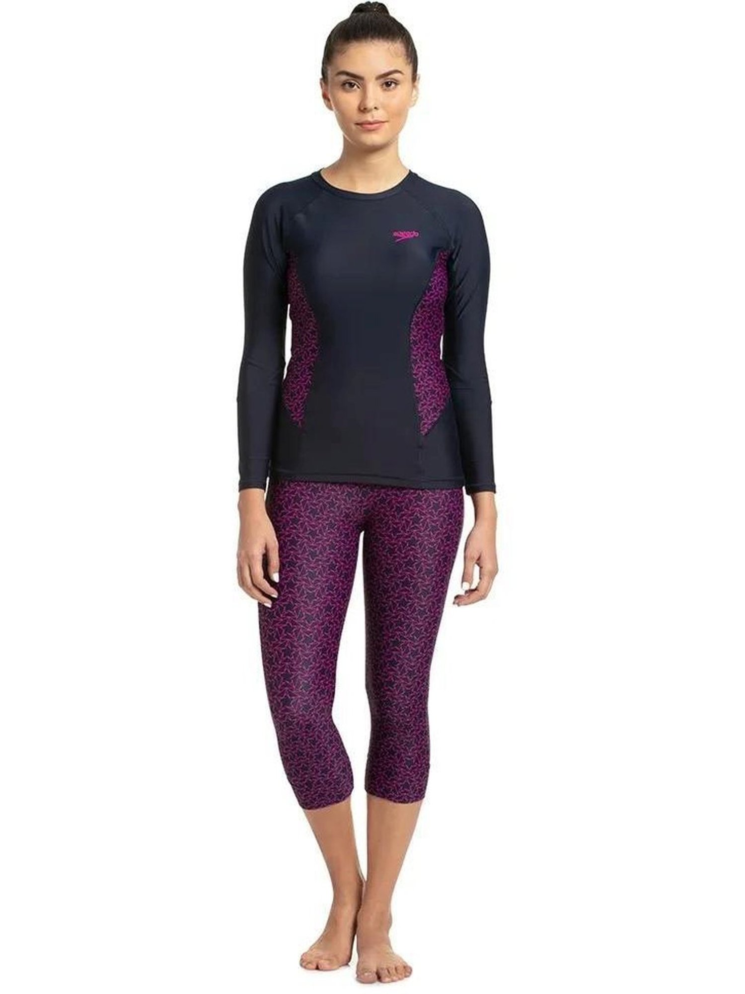 Speedo Navy Printed Swimwear Top