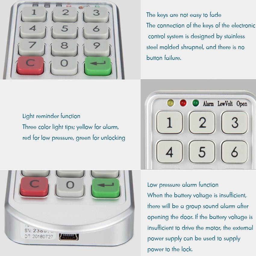 Electronic Cabinet Lock, Intelligent Digit Keypad Cabinet Lock Keyless Safety Security Lock for Drawer, Jewelry Box, Locker