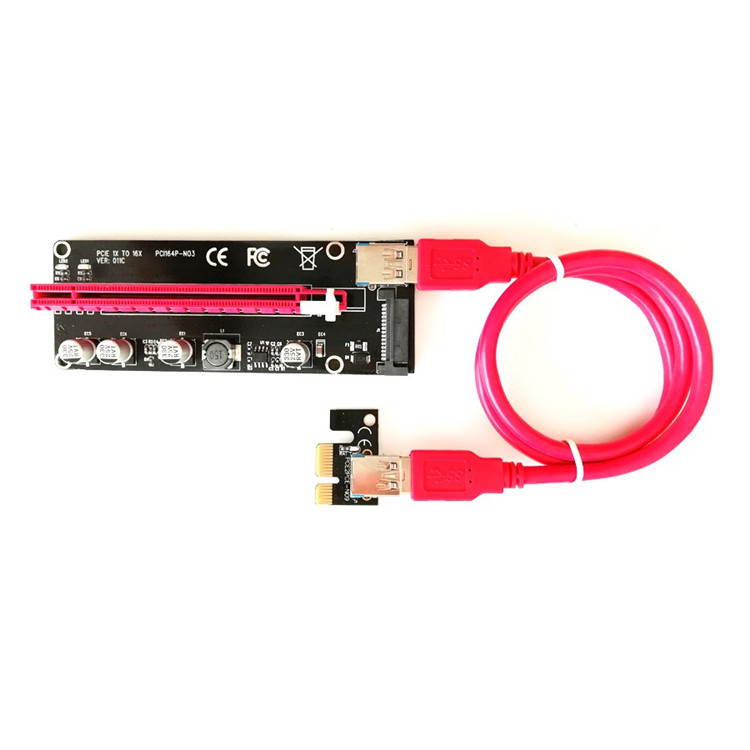 Stanstar  VER011C PCI-E Riser Express Cable 16X to 1X Graphic Extension Wire Adapter Card