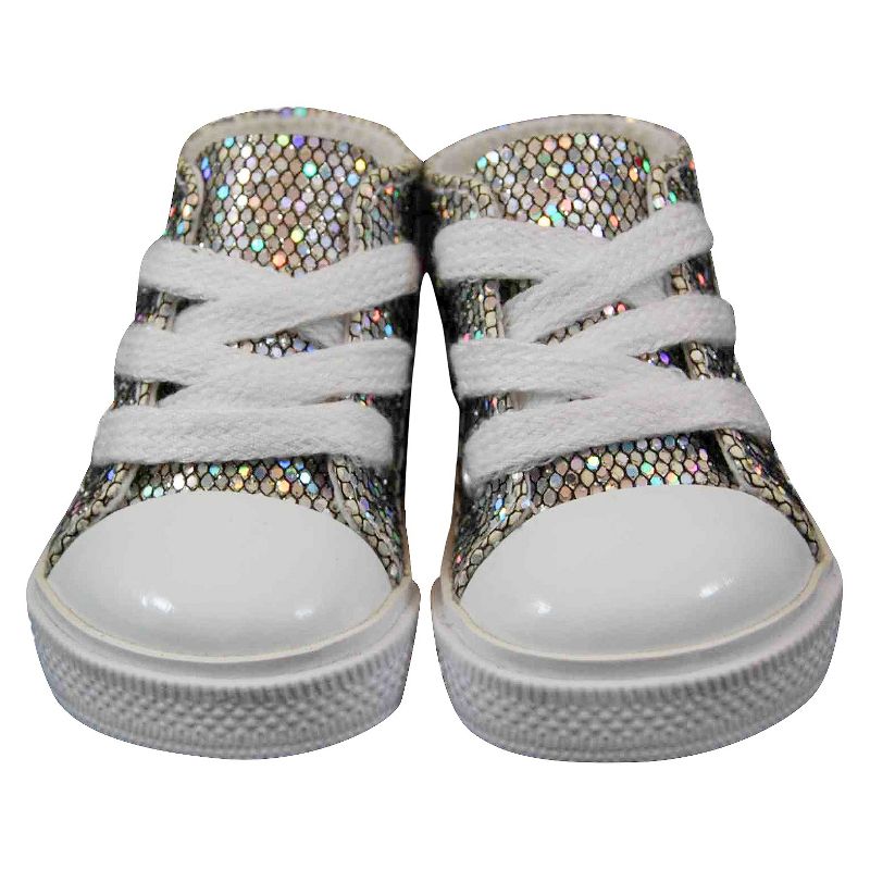 The Queen's Treasures 18 Inch Doll Clothes Accessory, Silver Sparkle Sneakers Plus Authentic Shoe Box