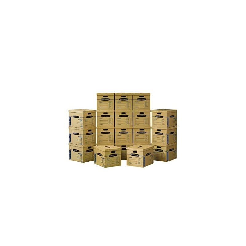 SmoothMove Classic Moving Boxes, Tape-Free Assembly, Easy Carry Handles, Medium, 18 x 15 x 14 Inches, 20 Pack (8817202)