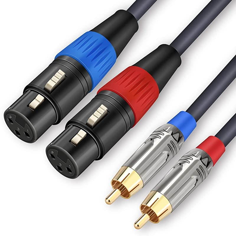 Dual XLR to RCA Cable Dual XLR Female to Dual RCA Male Cable 2 XLR Female to 2 RCA Male HiFi Audio Cable 4N OFC Wire for Amplifier Mixer Microphone 10 Feet