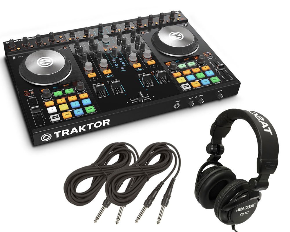 Native Instruments Traktor Kontrol S4 MK2 DJ Controller + Tascam DJ Headphone TH02 + (2) 1/4 cables 18ft ea