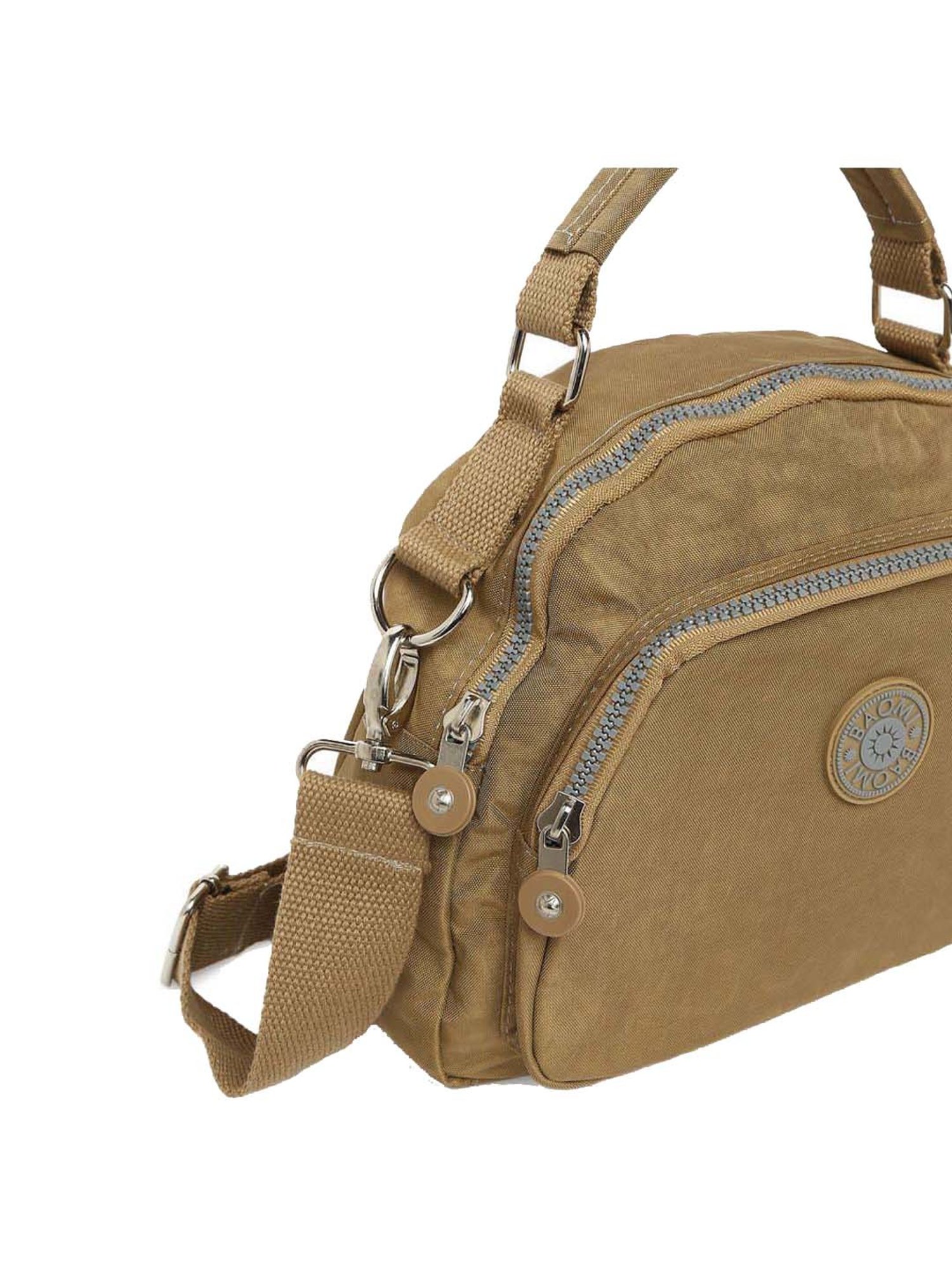 Baomi Beige Solid Medium Cross Body Bag