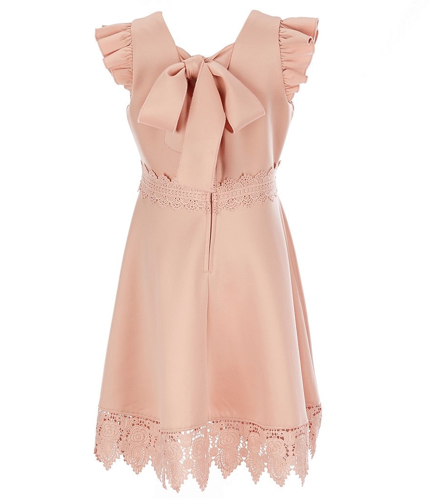 Rare Editions Big Girls 7-16 Crochet-Trim Scuba Fit-And-Flare Dress