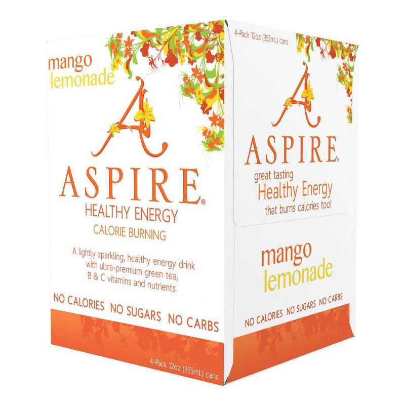 Aspire Healthy Energy Mango Lemonade - 4pk/12 fl oz Cans
