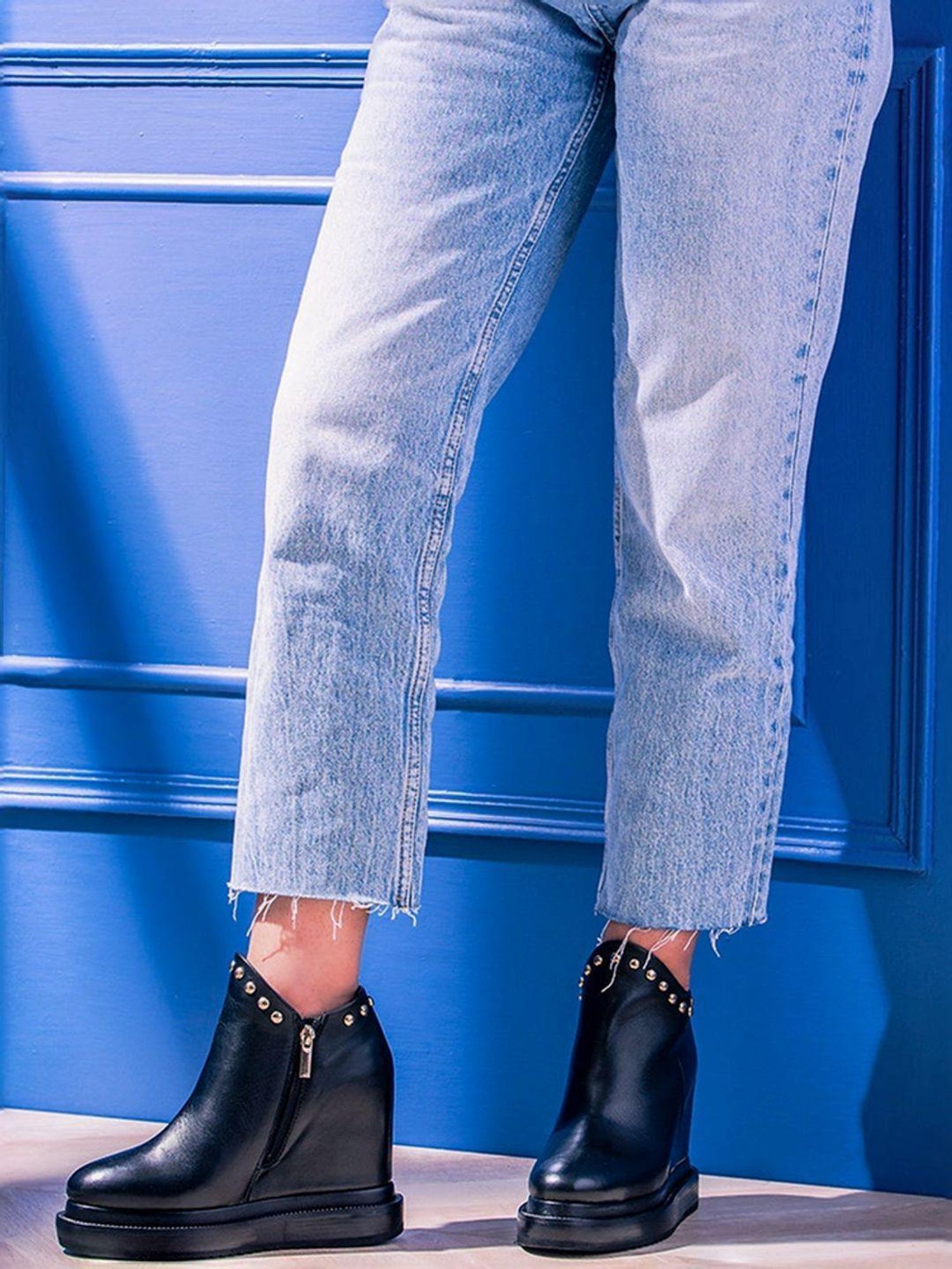 Saint G Women's EMILY Black Wedge Booties