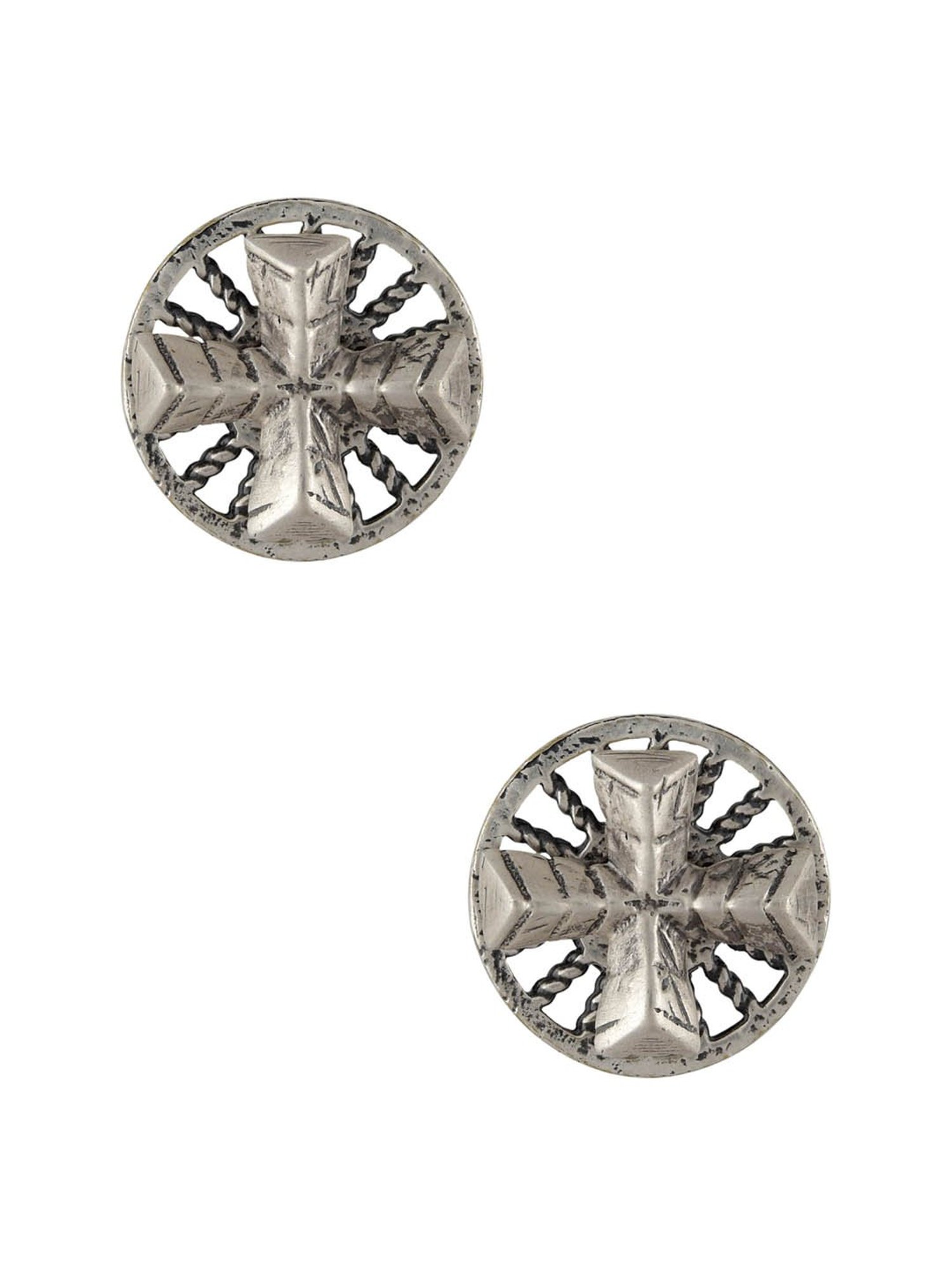 Tribe Amrapali Silver-Plated Vintage Fan Masaba Stud Earrings
