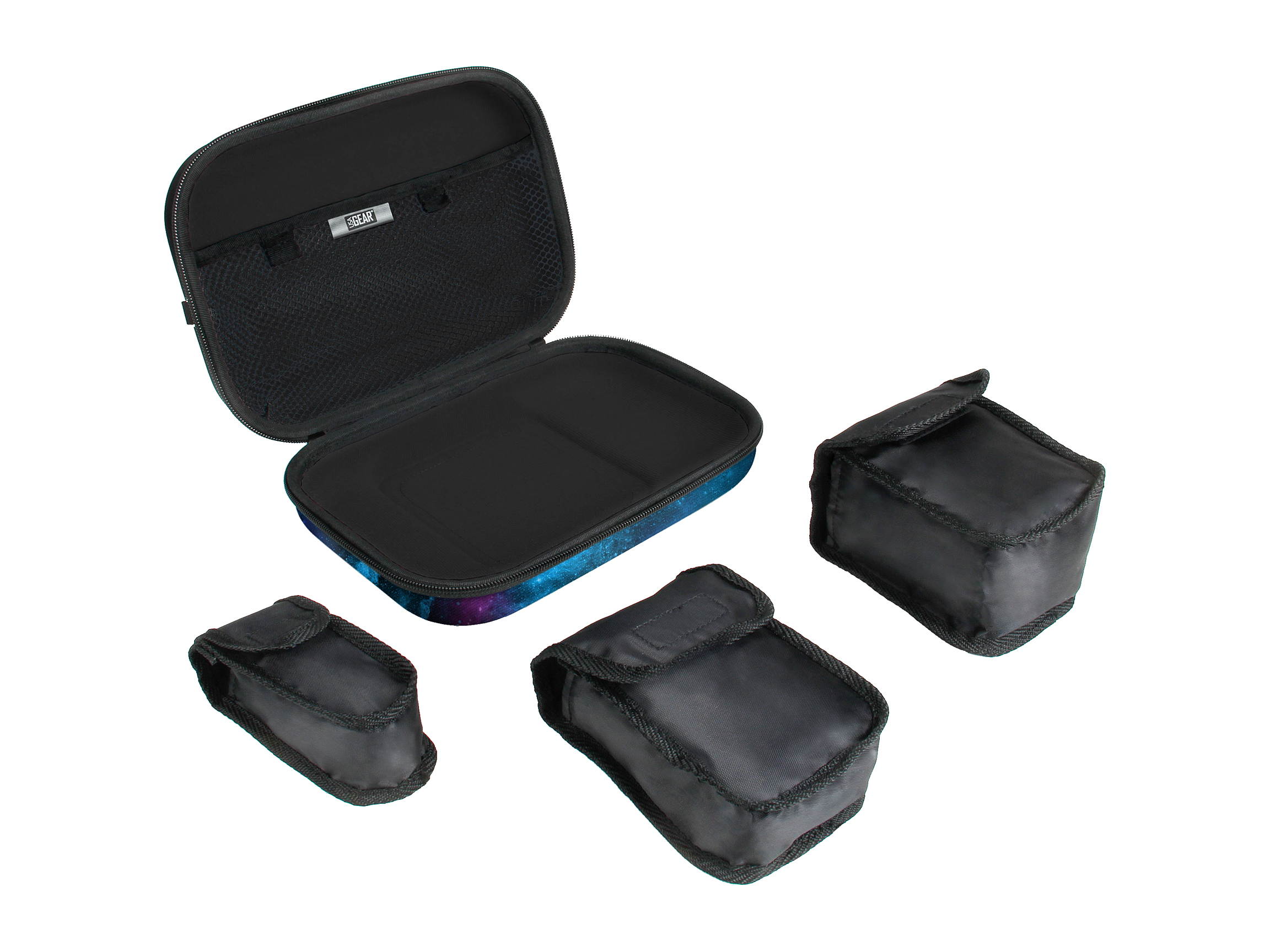 Hard Shell GPS Carrying Case with Wrist-Strap to fit most size GPS - 2 mesh pockets, 3 internal accessory storage bags; soft scratch-protective interior lining (Galaxy Design)