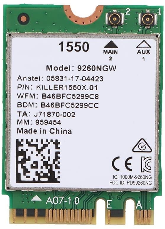Hilitand 2.4 G/5G Wireless Network Card for Killer 1550AC for windows10 2.4 G & 300 MBPS /5 G & 1.73 Gbps