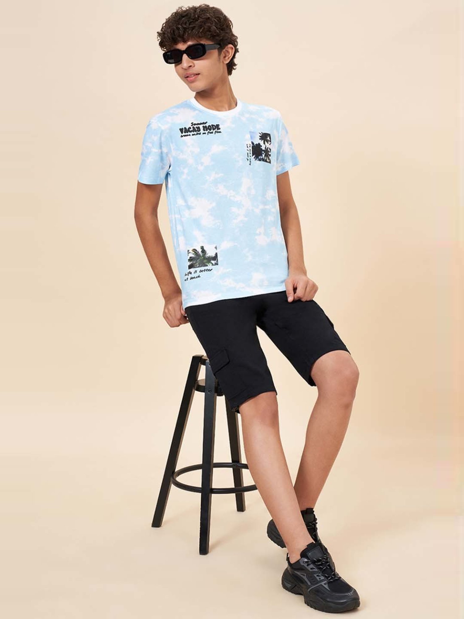 Coolsters by Pantaloons Kids Sky Blue Cotton Printed T-Shirt