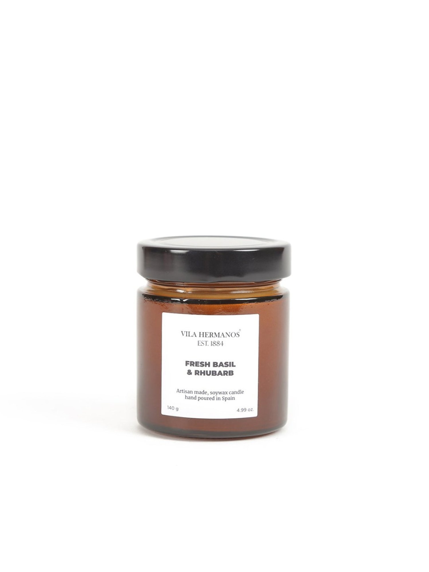 Home4U Vila Hermanos Apothecary Fresh Basil & Rhubarb Brown Wax Jar Candle