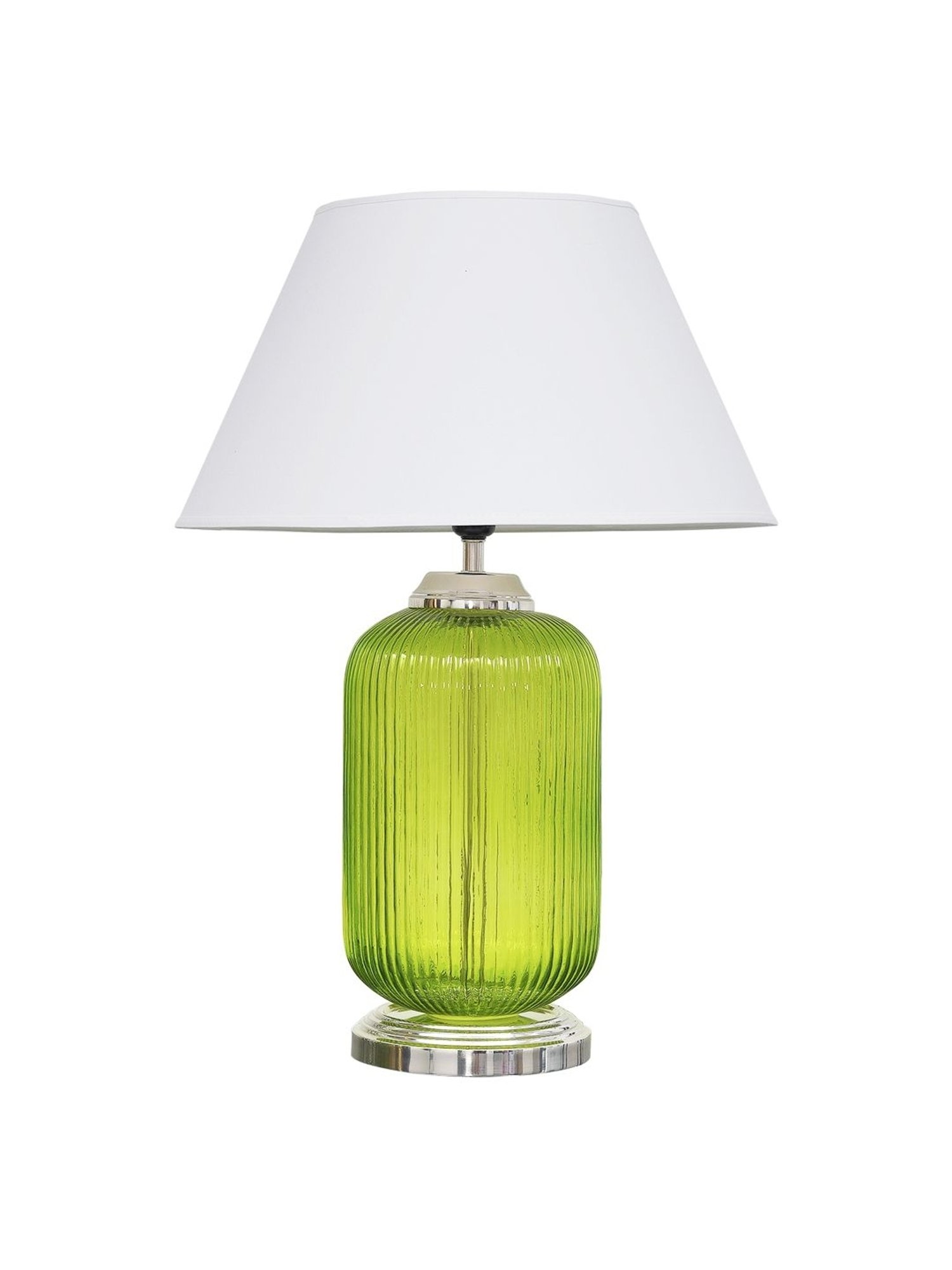 Kapoor Lamp Shades Green & White Glass Maloto Luster Finish Cotton Shade Table Lamp