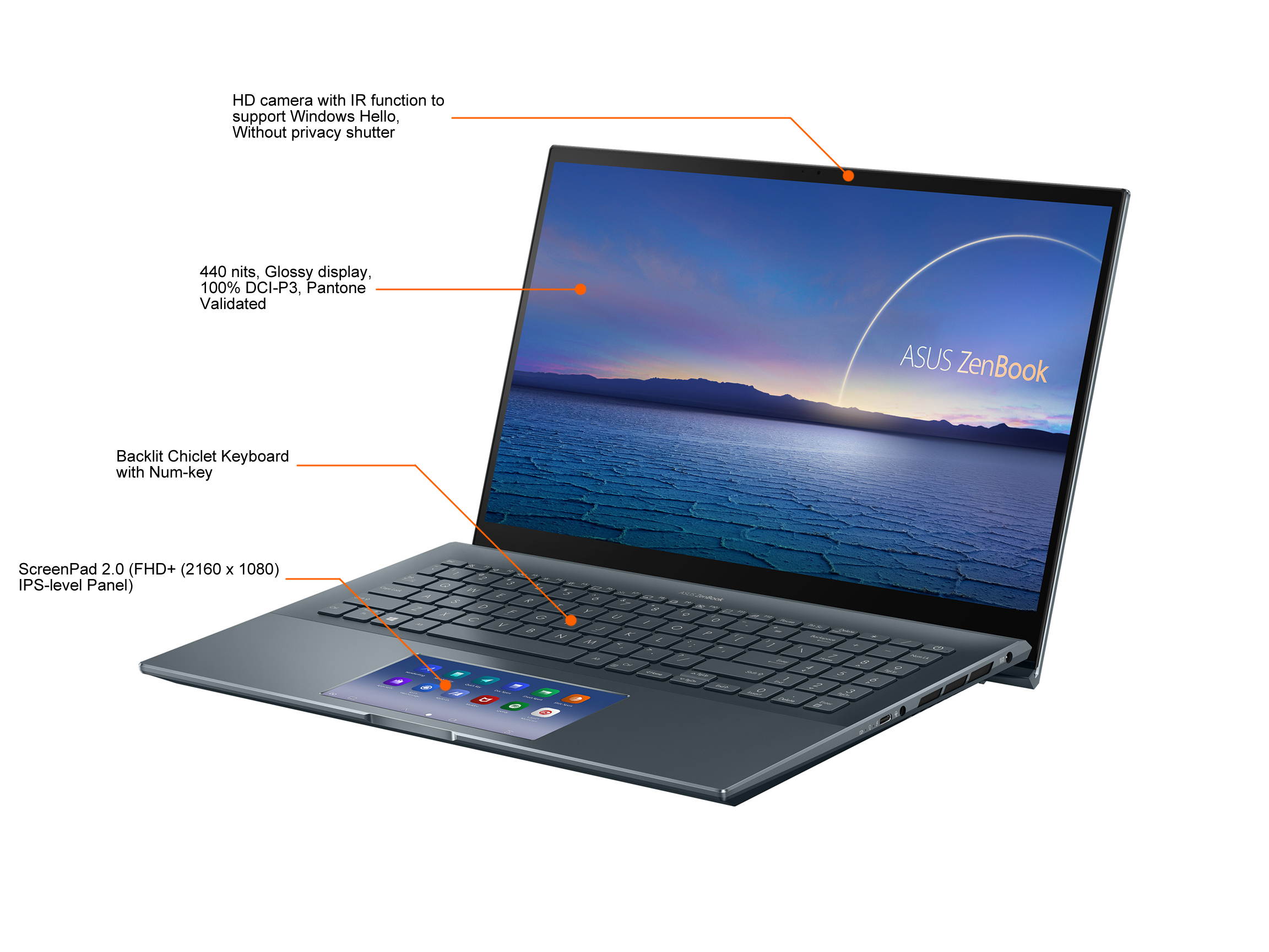 ASUS ZenBook Pro 15 OLED Ultra-Slim Laptop 15.6" 4K UHD OLED NanoEdge Bezel Touch Display, Intel Core i7-10750H, GeForce GTX 1650 Ti, 16GB RAM, 1TB PCIe SSD, Windows 10 Pro, Pine Grey, UX535LI-IH77T