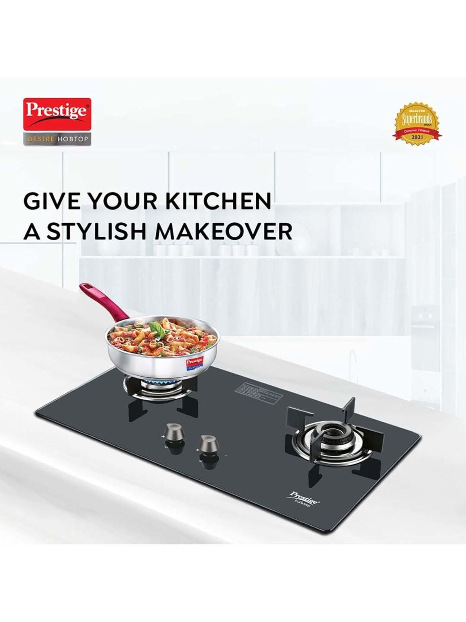 Prestige Black Glass Desire Hobtop Phtd 02 Ai L P Gas Stove With 2 Burners