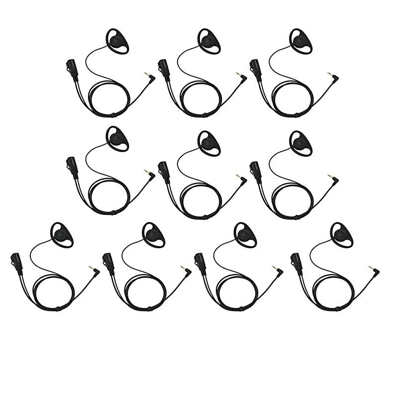 D Shape Clip-Ear Headset Earpiece PTT with Mic is Compatible with Motorola Talkabout 2 Two Way Radio Walkie Talkie MD200TPR MH230R MR350R MS350R MT350R MH230TPR MS350R MJ270R 1-pin (10 Pcs)