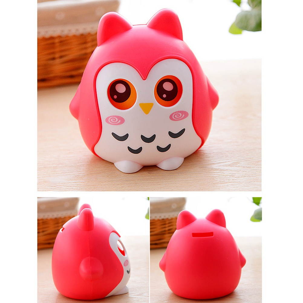 Owl Shaped Piggy Bank Cartoon Money Coins Bank Saving Box with Moving Eyes (Blue)