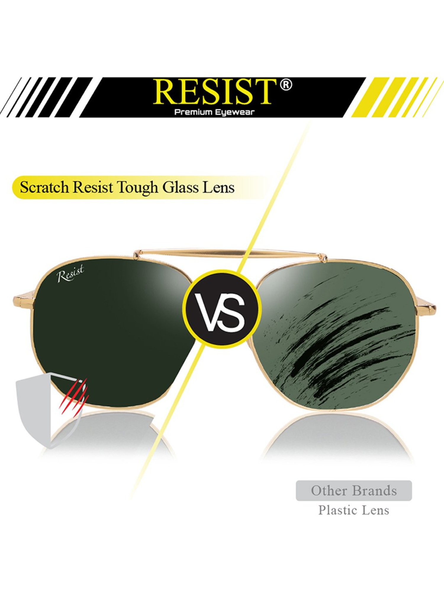 Resist Eyewear Green UV Protection Unisex Sunglasses