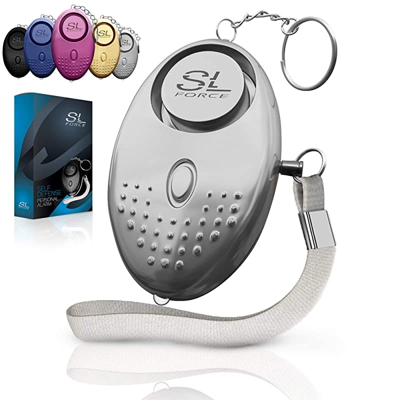 Alarm Siren Song 130dB Safesound Alarms for Women Keychain with LED Light Emergency Self Defense for Kids Elderly Security Sound Whistle Safety Siren Silver