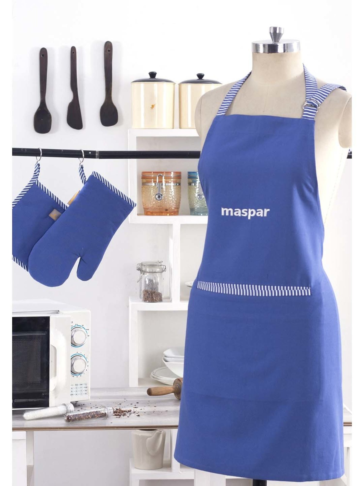 Maspar Blue 100% Cotton 225 GSM Apron - Single Piece