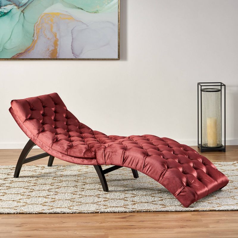 Fortas Mid-Century Modern Fabric Chaise Lounge Gray/Dark Walnut - Christopher Knight Home