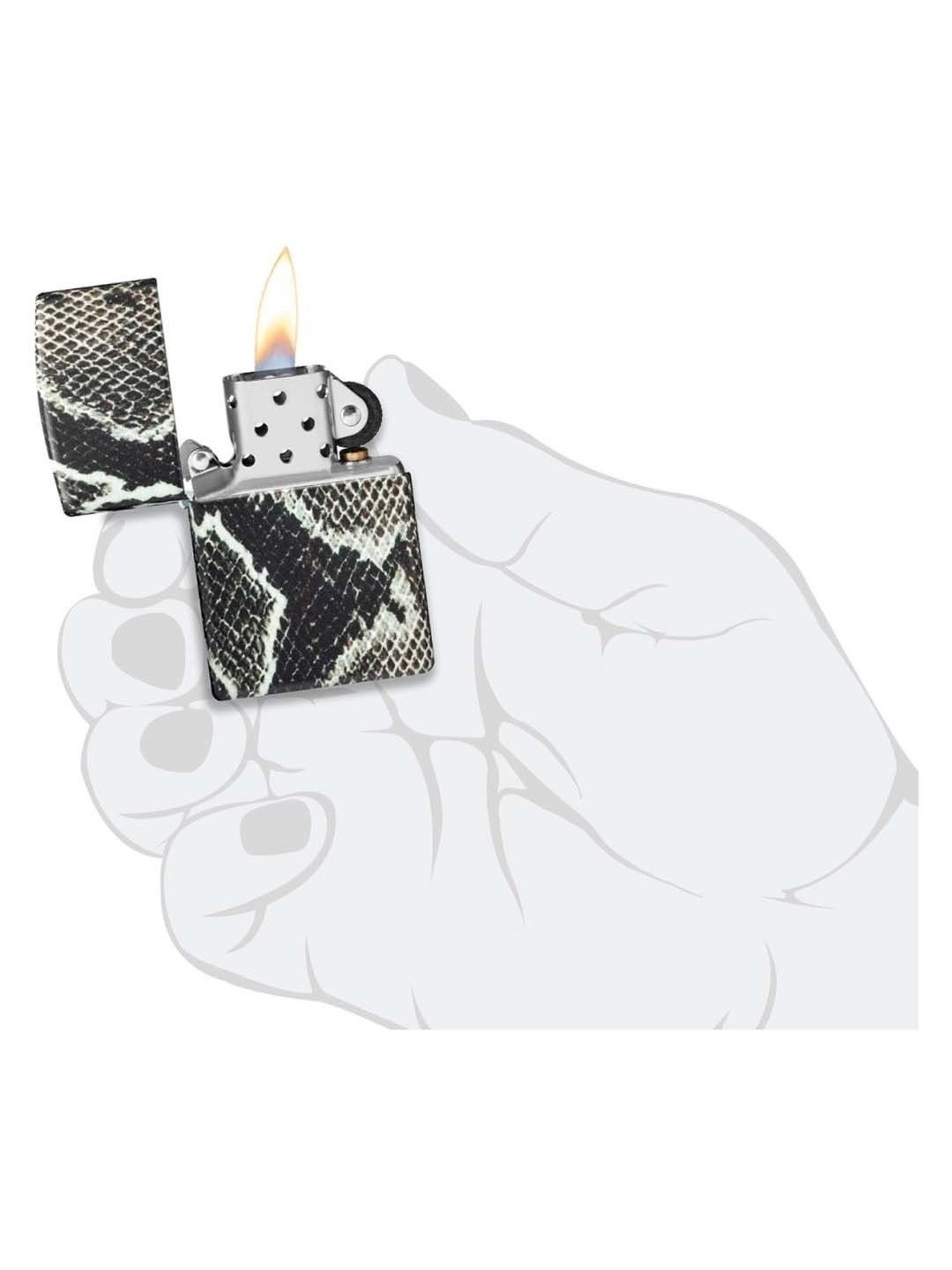 ZIPPO Snake Skin Design Black Brass Windproof Pocket Lighter