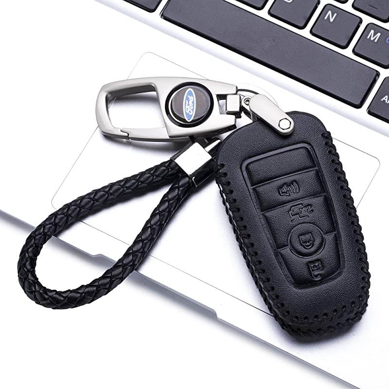 Key fob Skin Key Cover Remote Case Protector Shell for 2017 Ford Fusion Smart Remote Ford1 Black