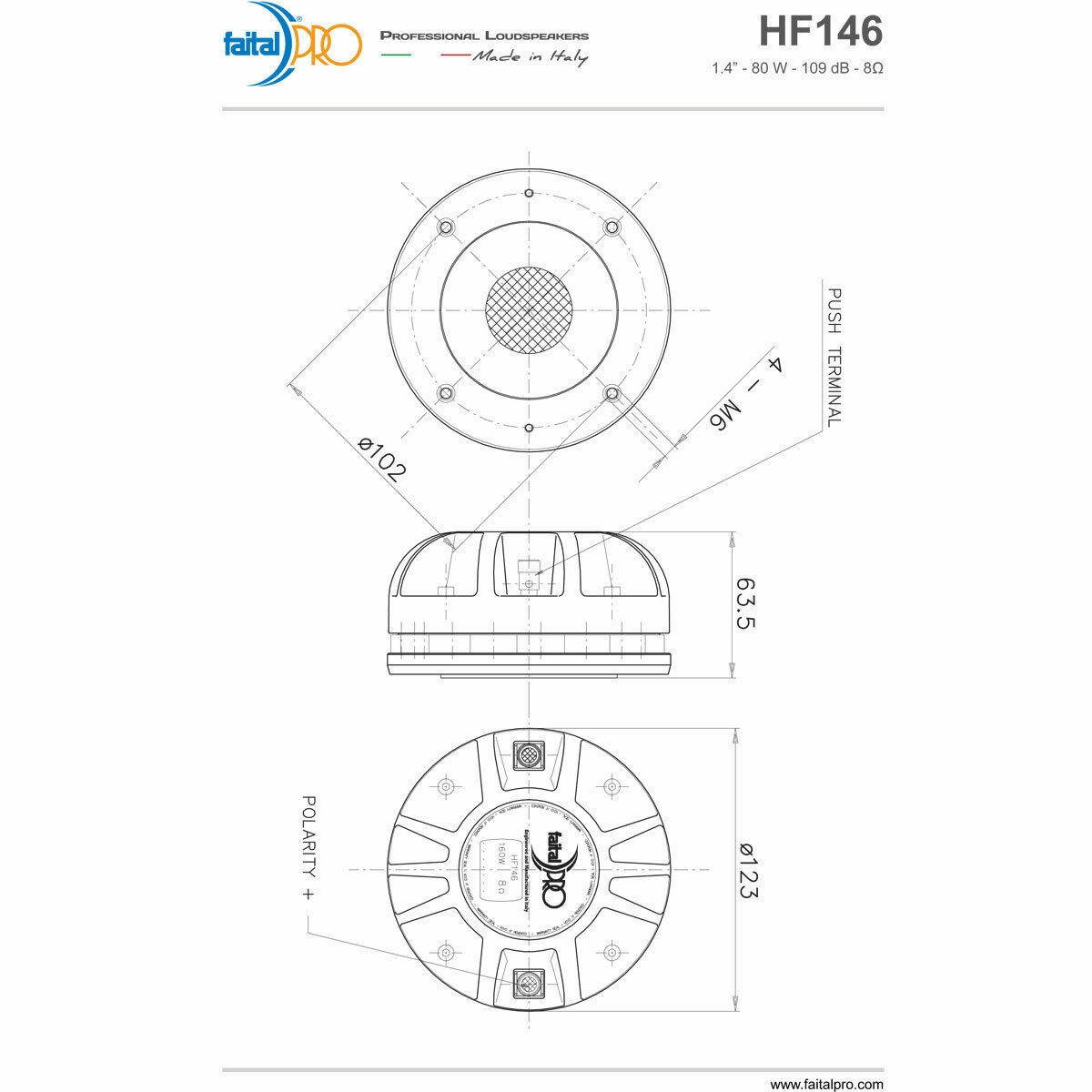 2pcs FAITAL PRO HF146 1.4" Neodymium Tweeter Compression Horn Driver 16 Ohm 160W