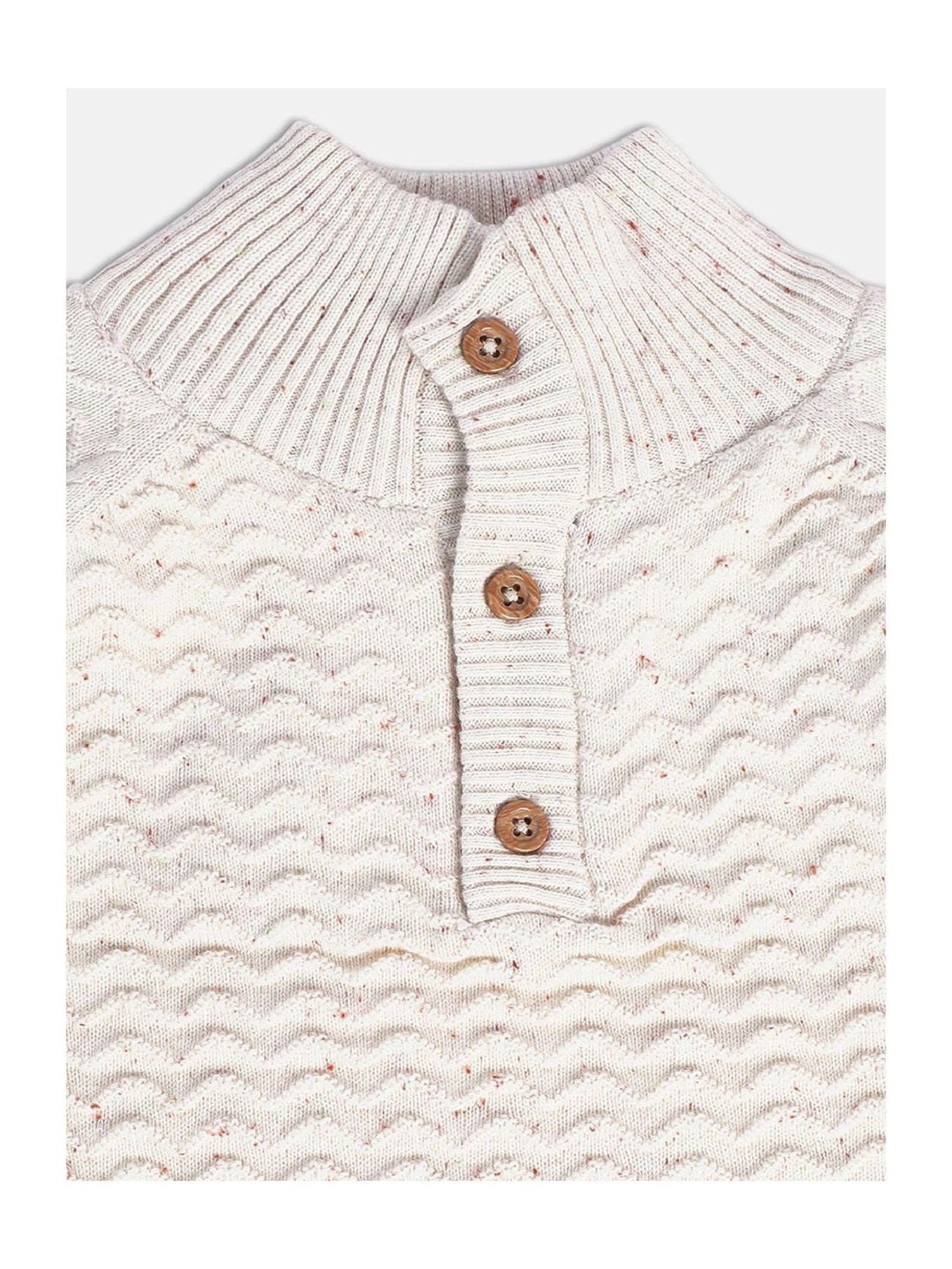 MINIKLUB Kids White Self Design Full Sleeves Sweater