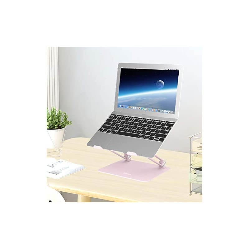 Laptop Stand,  Adjustable Laptop Riser with Slide-Proof Silicone and Protective Hooks, Notebook Stand for Laptop up to 17 Inches, Laptop Holder Compatible for MacBook, Laptop-Space Gray