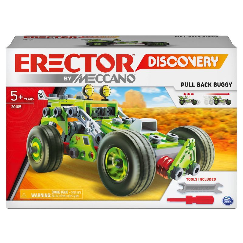 Erector by Meccano Discovery  3-in-1 Deluxe Pull-Back Buggy STEAM Model Building Kit,