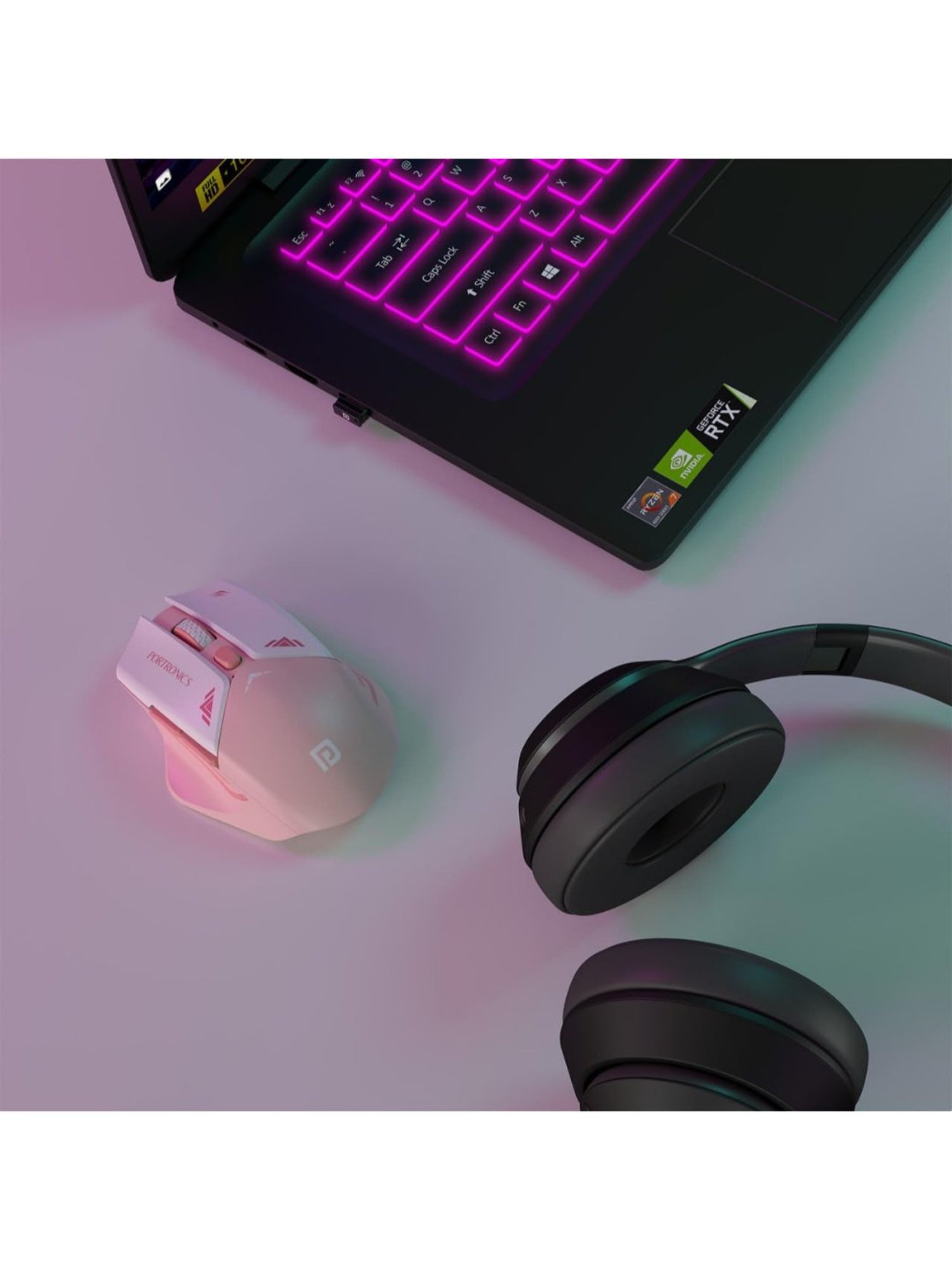 Portronics Vader Pro Wireless Gaming Mouse with 2.4 GHz Receiver & 6 Buttons (Cherry Pink)