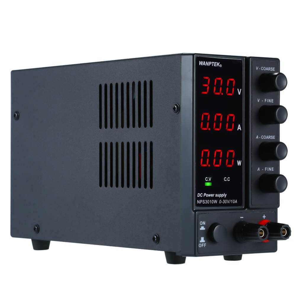 WANPTEK NPS3010W 0-30V 0-10A Switching DC Power Supply 3 Digits Display LED High Precision Adjustable Mini Power Supply AC 115V/230V 50/60Hz Voltage & Current Regulated Dual Output