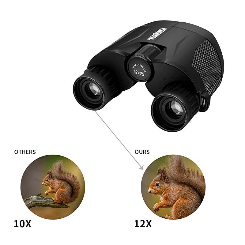 12x25 Compact Binoculars with Night Vision, High Powered Binoculars for Travel, Hunting, Bird Watching, Theater