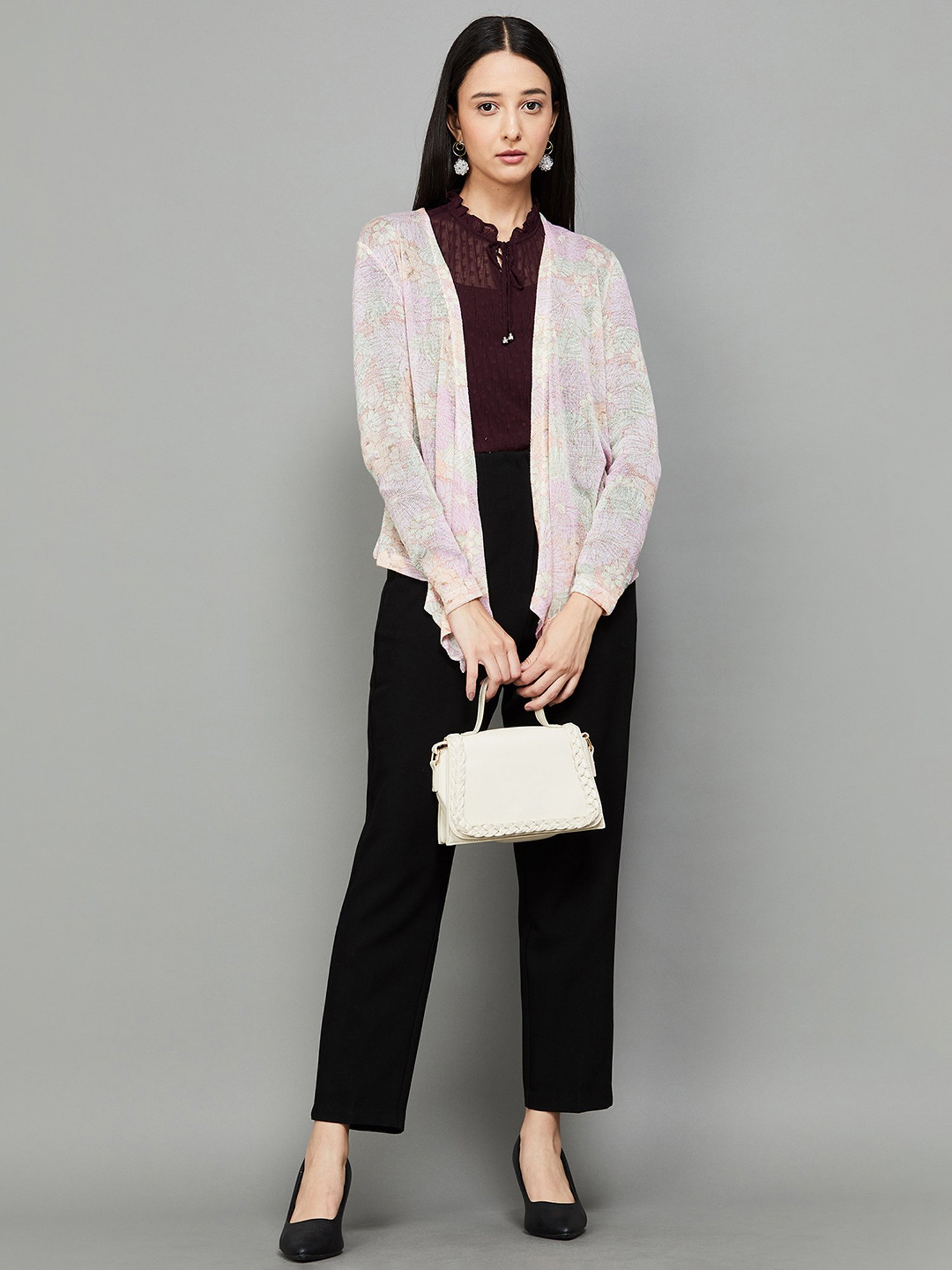 Code by Lifestyle Pink Cotton Printed Shrug