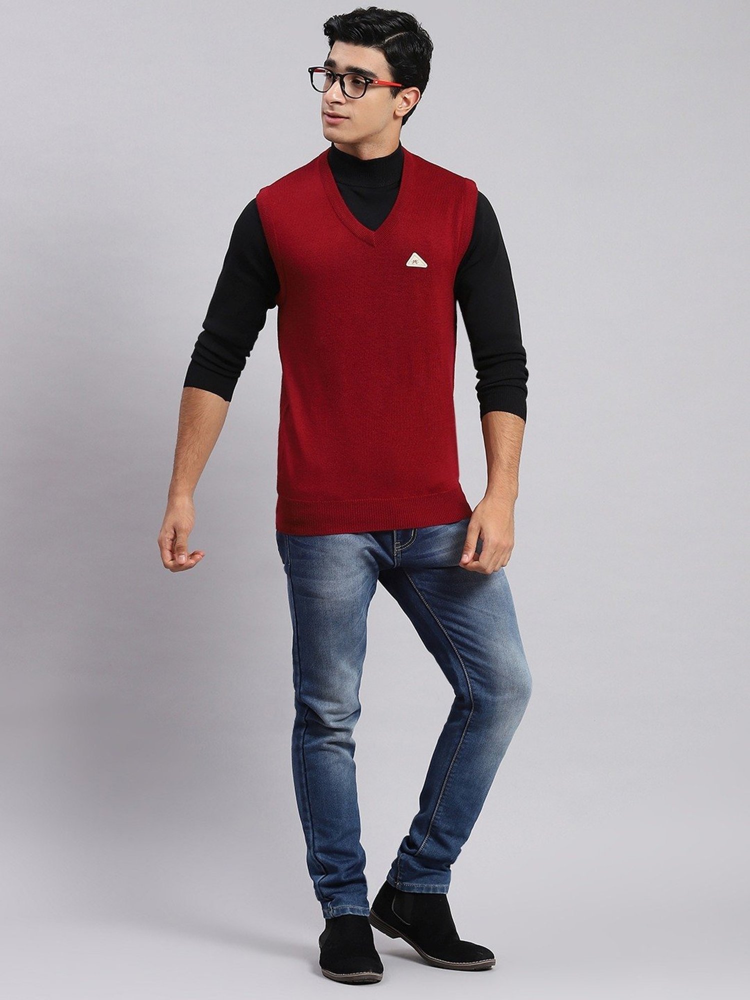 Monte Carlo Maroon Regular Fit Sweater