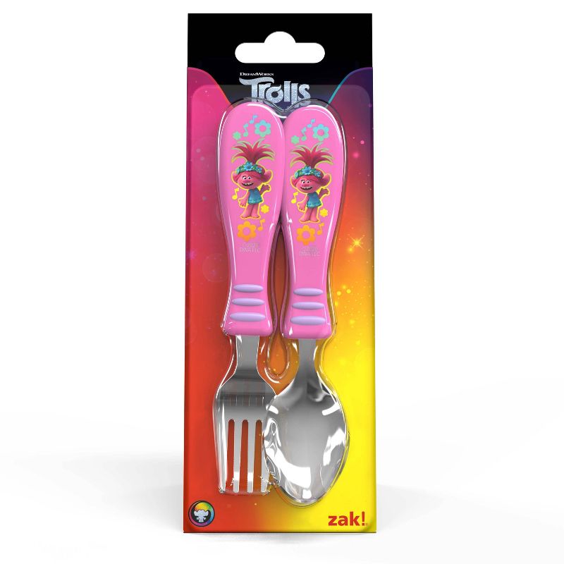 DreamWorks Trolls 2pc Stainless Steel Easy Grip Silverware Set - Zak Designs