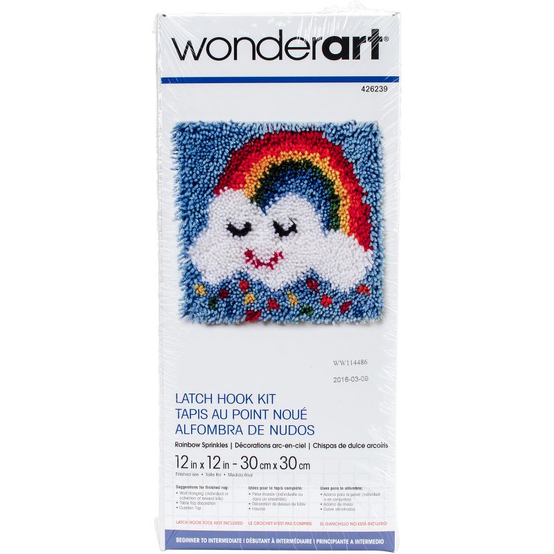 Wonderart Latch Hook Kit 12"X12"-Rainbow Sprinkles