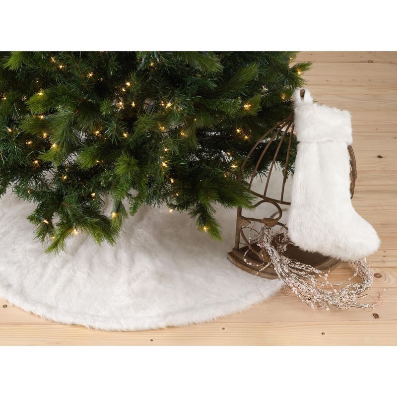 Lakeside 48" Snowy Burlap Christmas Tree Skirt with Doily Cloth