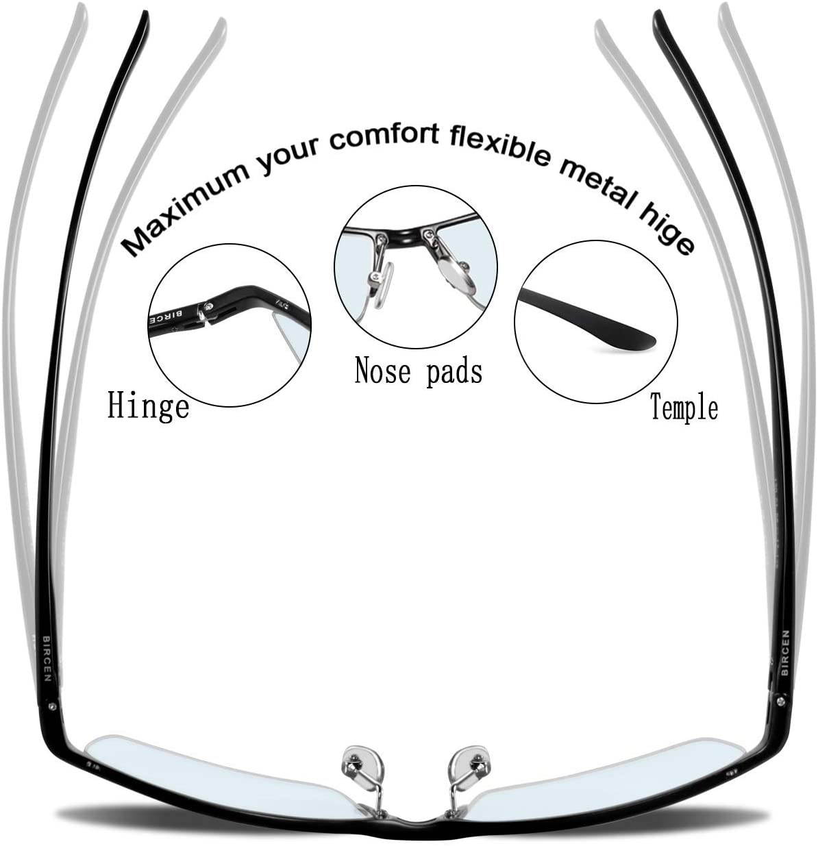 Blue Light Blocking Al-Mg Metal Frame Glasses for Women Men Computer/TV/Phones/Gaming/Reading Lightweight Glasses Blue Light Blocking Anti Eye Strain