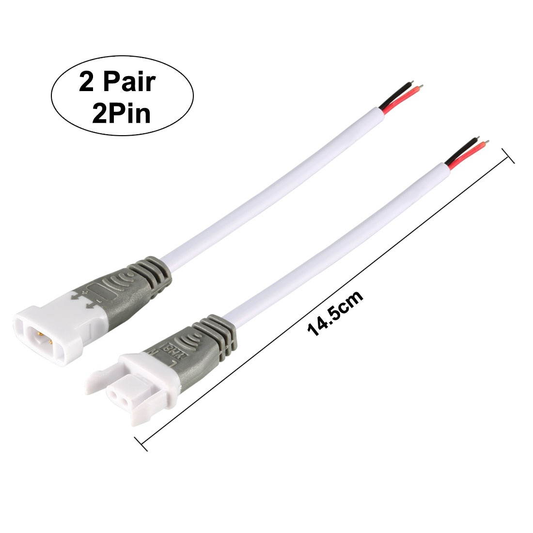 2 Pairs Waterproof Male to Female Connector Cable 2Pin for LED Light Strip Gray