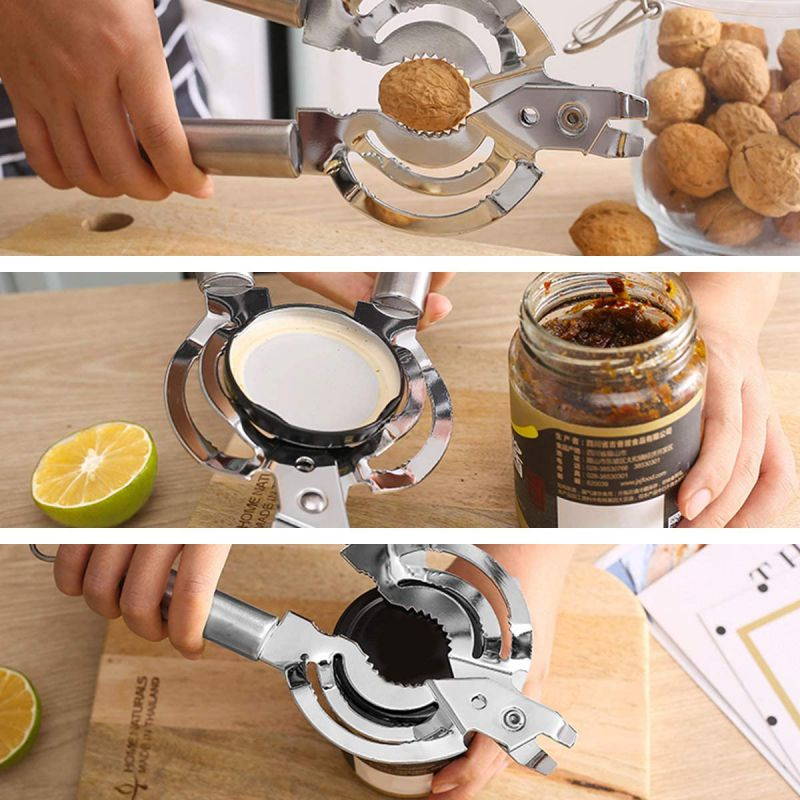 8-in-1 Bottle Opener, Multifunction Can Opener ,Manual Can Opener,Can Top Remover,Bottle Can and Jar Grip Opener Can opener with Smooth Edge, Nut Cracker, for Seniors with Arthritis,Weak Hands