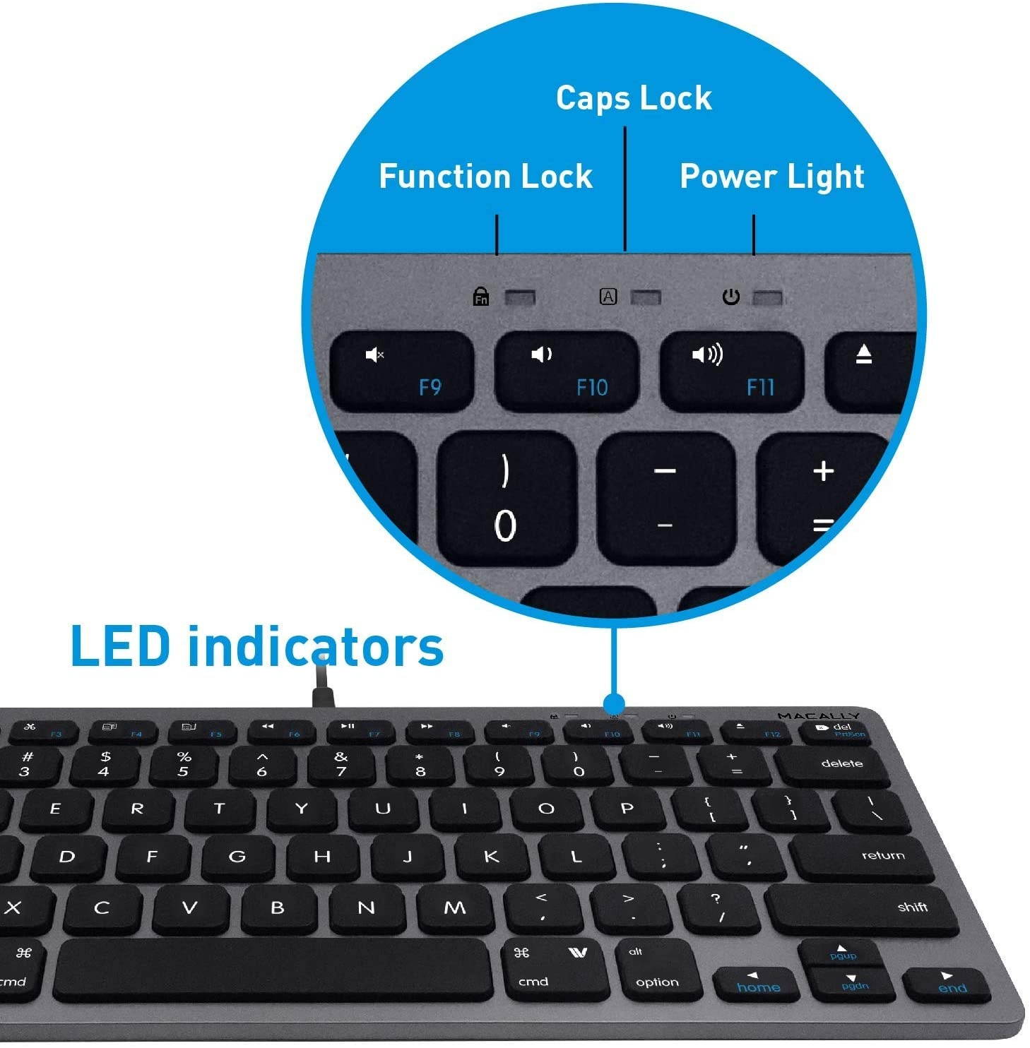 Macally Slim USB Wired Small Compact Mini Computer Keyboard for Apple Mac, iMac, MacBook Pro/Air, Mac Mini, Windows PC Desktops, Laptop (Space Gray)