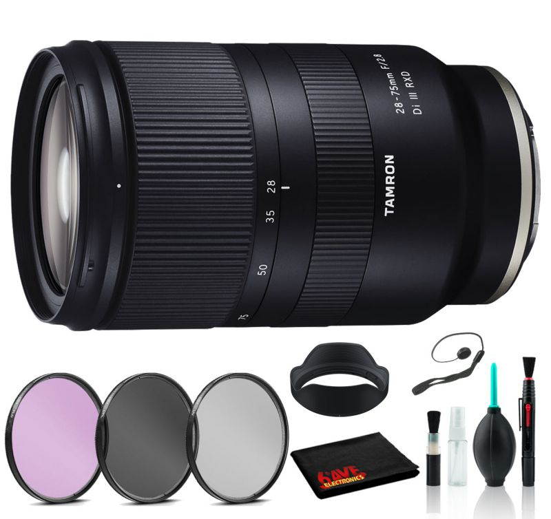 Tamron 28-75mm f/2.8 Di III RXD Lens for Sony E Advanced Bundle - 3pc Filter + More  International Model No Warranty